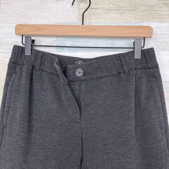 LOFT Melange Knit Ankle Joggers Gray Mid Rise Stretch Casual Womens 2P 2 Petite - Picture 3 of 8
